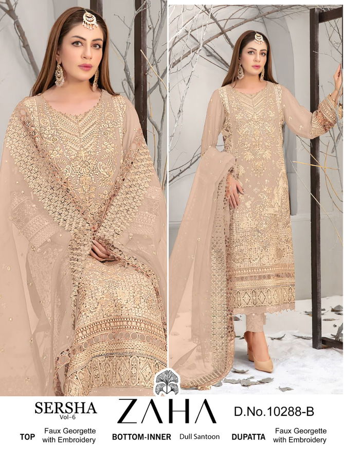 Sersha Vol 6 By Zaha 10288 A To D Georgette Pakistani Suits Wholesalers in Delhi
